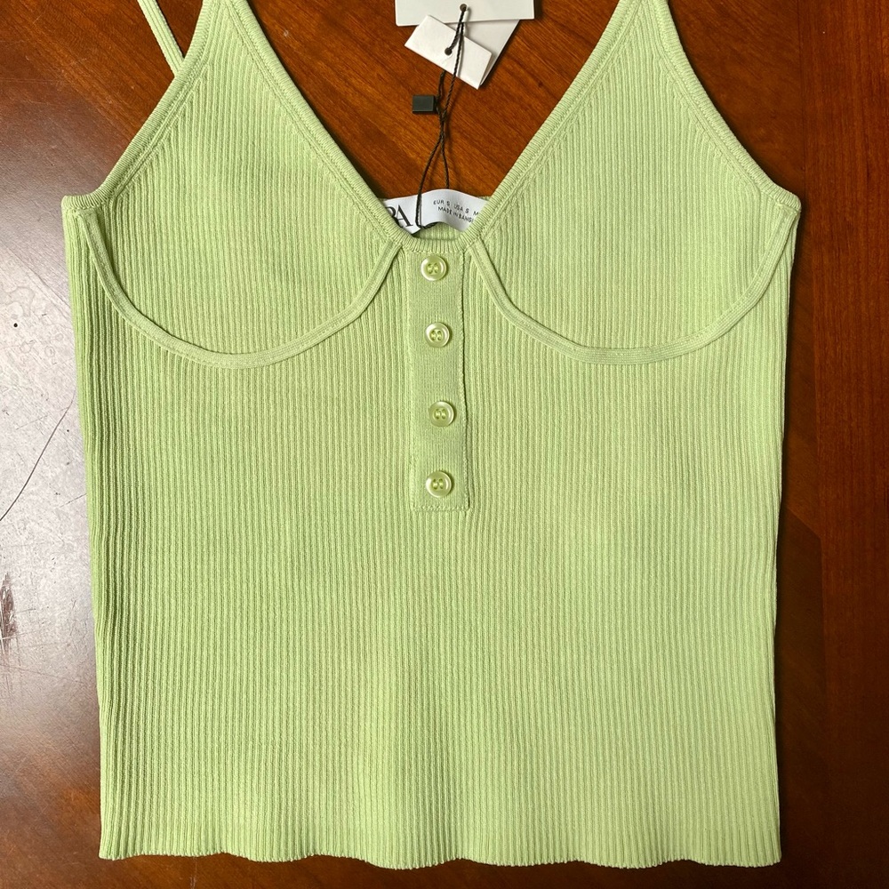 (BRAND NEW W/TAG) Zara Lime Knit Top